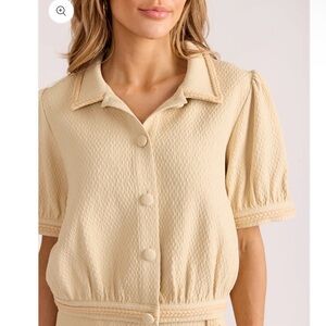 NWT!  Sedge Wesley Top in Chalk Women's Cream Textured Button-Up Top